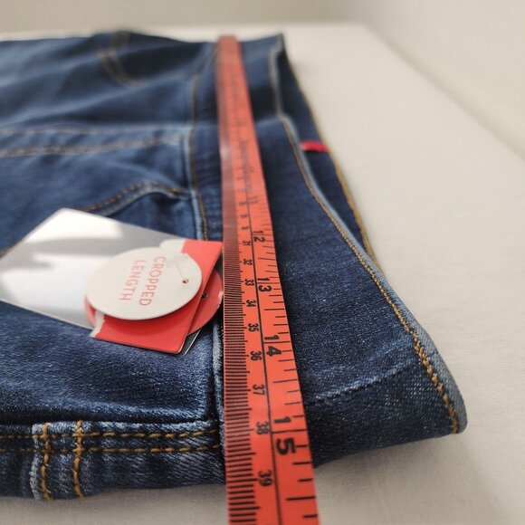 NWT Spanx Cropped Flair Denim Raw Hem High Rise Stretch Dark Wash Jeans 20231R - Picture 6 of 14